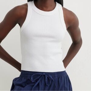 Women’s Aerie Free Spirit White Ribbed Cropped Muscle Boyfriend Tank Size XXL